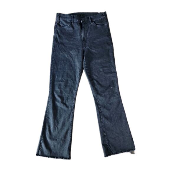 MOTHER The Hustler Ankle Fray Black Denim High Waist Flare Size 30 - Picture 2 of 8